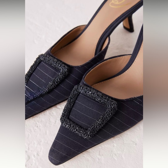 Anthropologie Sam Edelman Brit Spitz-Zehen Kitten Heel Mules - Picture 2 of 6